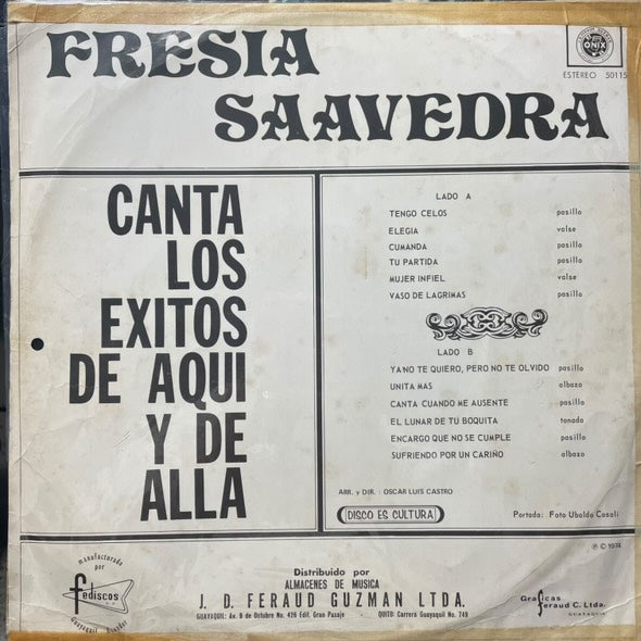 FRESIA SAAVEDRA - CANTA LOS EXITOS DE AQUI Y ALLA LP (DE EPOCA)
