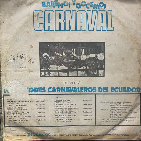 CONJUNTO LOS ALEGRES CARNAVALEROS DEL ECUADOR - BAILEMOS Y GOCEMOS CARNAVAL LP (DE EPOCA)