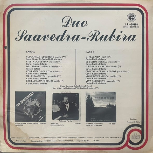 DUO SAAVEDRA- RUBIRA LP (DE EPOCA)