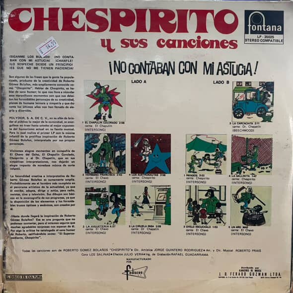 CHESPIRITO Y SUS CANCIONES LP (DE EPOCA)