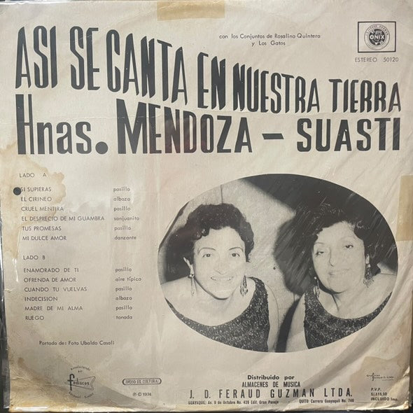 HNAS MENDOZA SUASTI - ASI SE CANTA EN NUESTRA TIERRA LP (DE EPOCA)