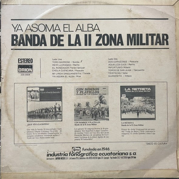 BANDA DE LA II ZONA MILITAR - YA ASOMA EL ALBA LP (DE EPOCA)