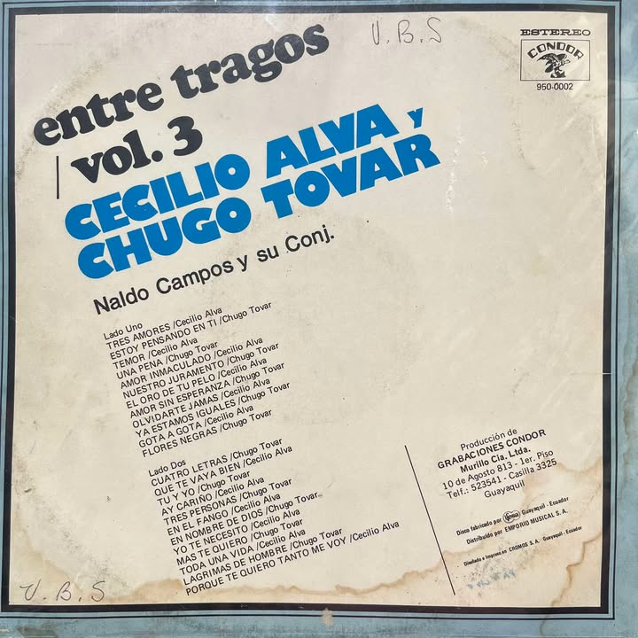 CHUGO TOVAR Y CECILIO ALVA - ENTRE TRAGOS VOL.3 LP