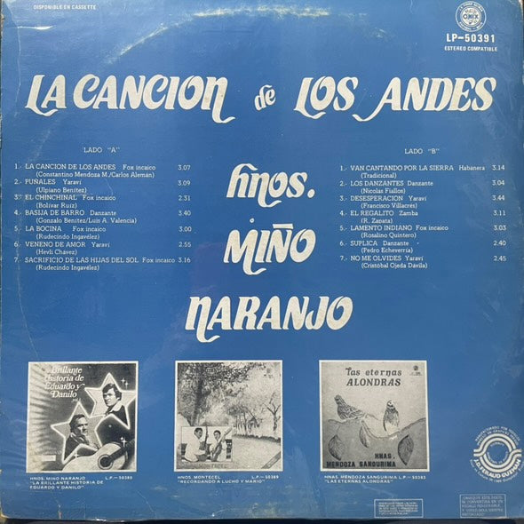 HNOS MIÑO NARANJO - LA CANCION DE LOS ANDES LP (DE EPOCA)