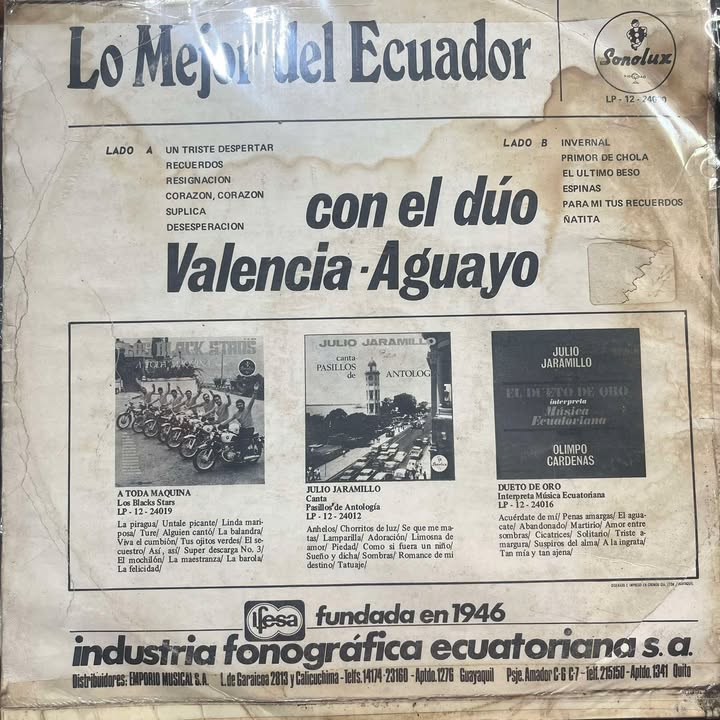 DUO VALENCIA - AGUAYO - LO MEJOR DEL ECUADOR LP (DE EPOCA)