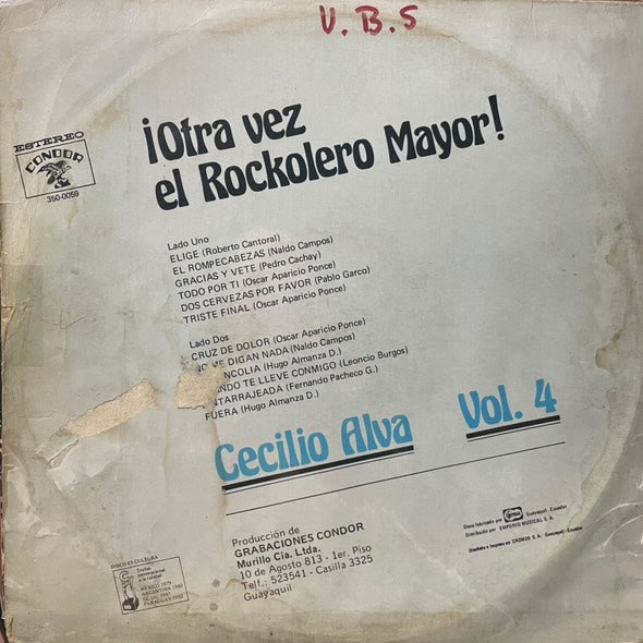 CECILIO ALVA - OTRA VEZ EL ROCKOLERO MAYOR! VOL.4 LP (DE EPOCA)