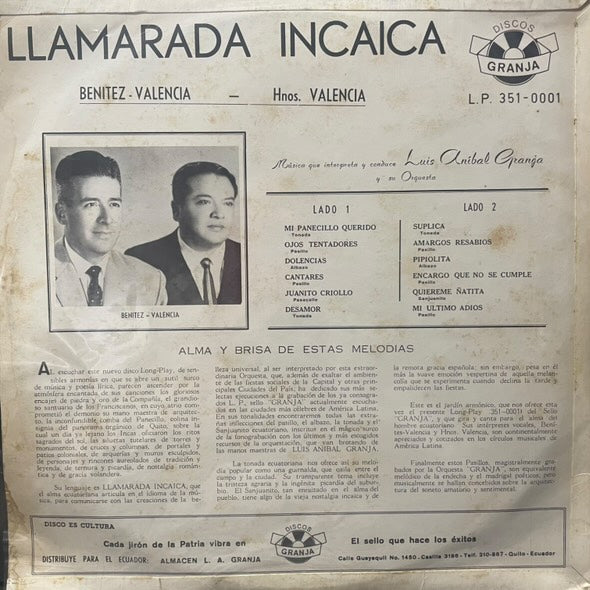 BENITEZ - VALENCIA - LLAMARADA INCAICA LP (DE EPOCA)