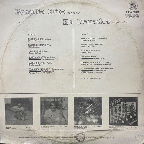 BRAULIO HITO - EN ECUADOR... LP (DE EPOCA)
