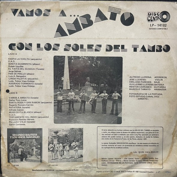 LOS SOLES DEL TAMBO - VAMOS A... AMBATO LP (DE EPOCA)