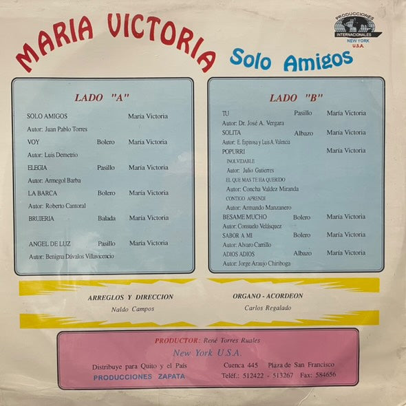 MARIA VICTORIA - SOLO AMIGOS LP (DE EPOCA)