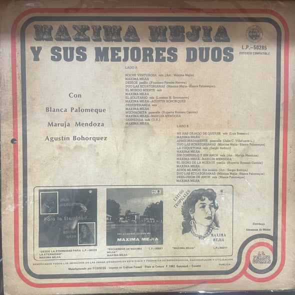 MAXIMA MEJIA - Y SUS MEJORES DUOS LP (DE EPOCA)