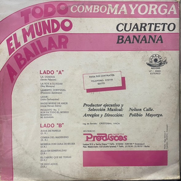 COMBO MAYORGA / CUARTETO BANANA - TODO EL MUNDO A BAILAR LP (DE EPOCA)