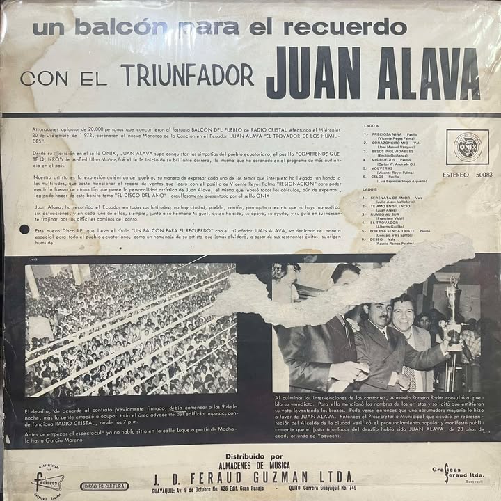 JUAN ALAVA - UN BALCON PARA EL RECUERDO LP (DE EPOCA)