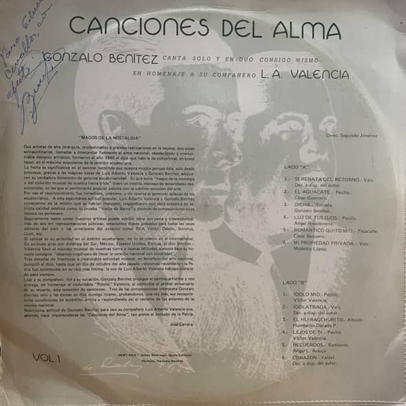 GONZALO BENITEZ - CANCIONES DEL ALMA VOL.1 LP