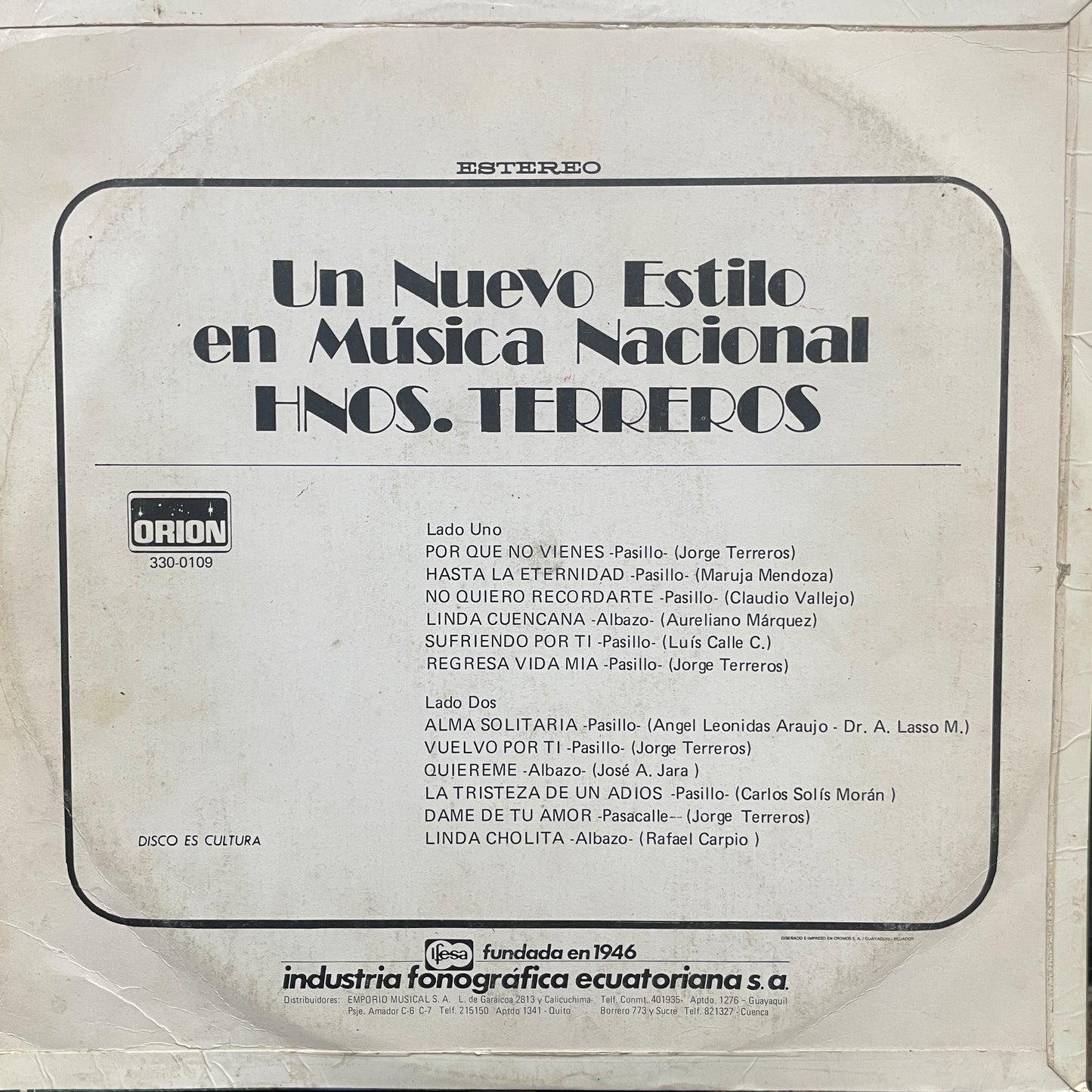 HNOS. TERREROS - UN NUEVO ESTILO EN MUSICA NACIONAL LP