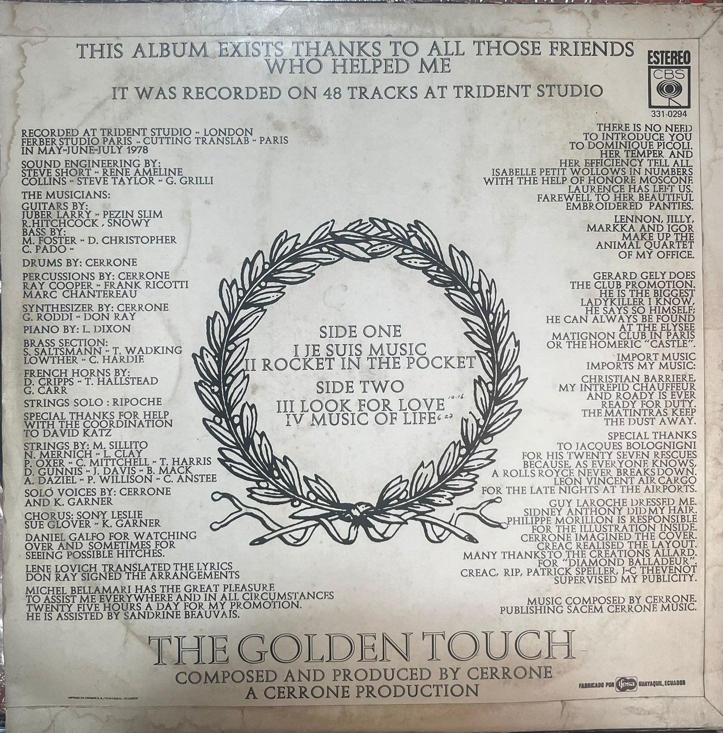 CERRONE IV - THE GOLDEN TOUCH LP