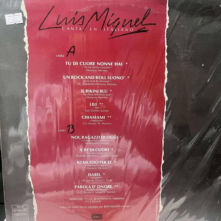 LUIS MIGUEL - CANTA EN ITALIANO LP