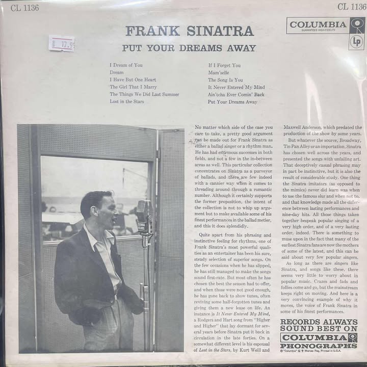 FRANK SINATRA - PUT YOUR DREAMS AWAY LP (DE EPOCA)