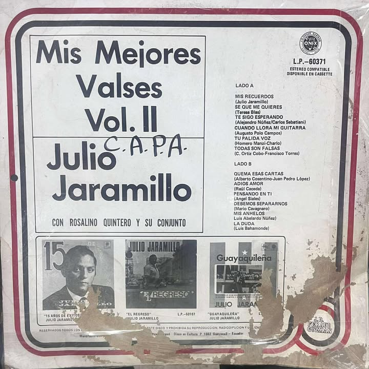 JULIO JARAMILLO - MIS MEJORES VALSES VOL.2 LP