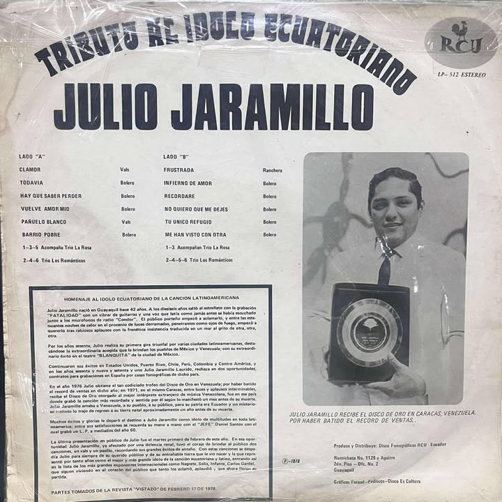 JULIO JARAMILLO - TRIBUTO AL IDOLO ECUATORIANO LP