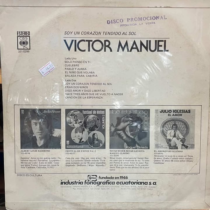 VICTOR MANUEL - SOY UN CORAZON TENDIDO AL SOL LP (DE EPOCA)