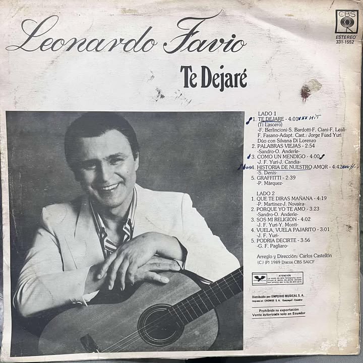 LEONARDO FAVIO - TE DEJARE LP B