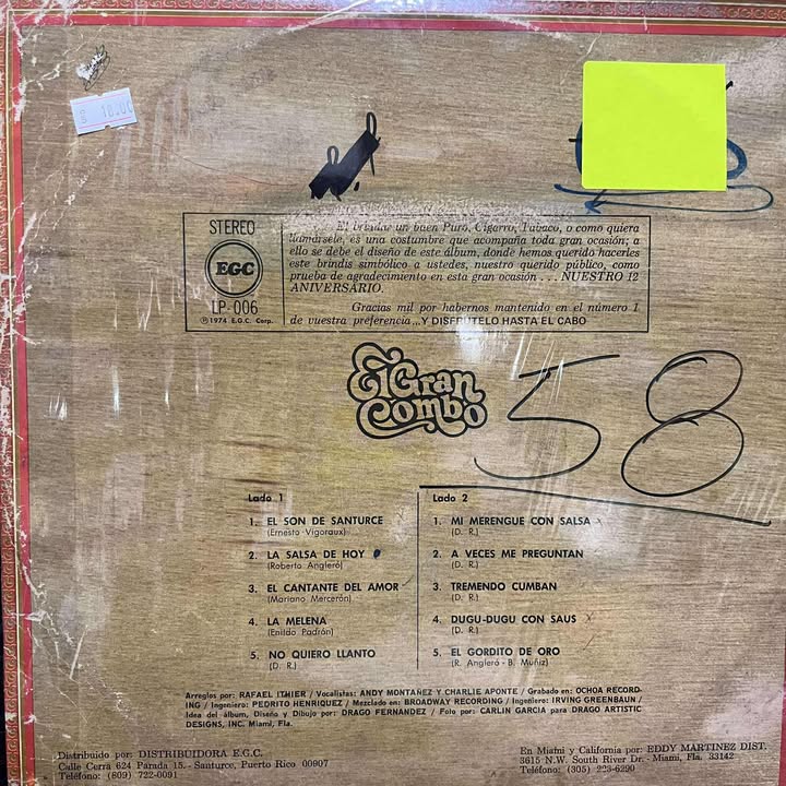 EL GRAN COMBO - 12 ANIVERSARIO LP (DE EPOCA)