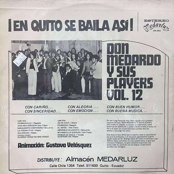 DON MEDARDO Y SUS PLAYERS - EN QUITO SE BAILA ASI VOL.12 LP (DE EPOCA)