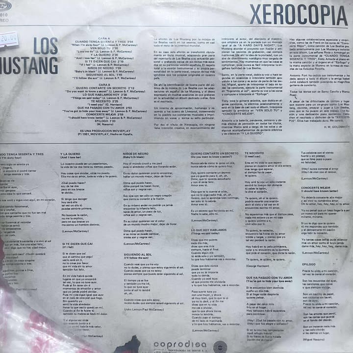 LOS MUSTANG - XEROCOPIA LP (DE EPOCA)