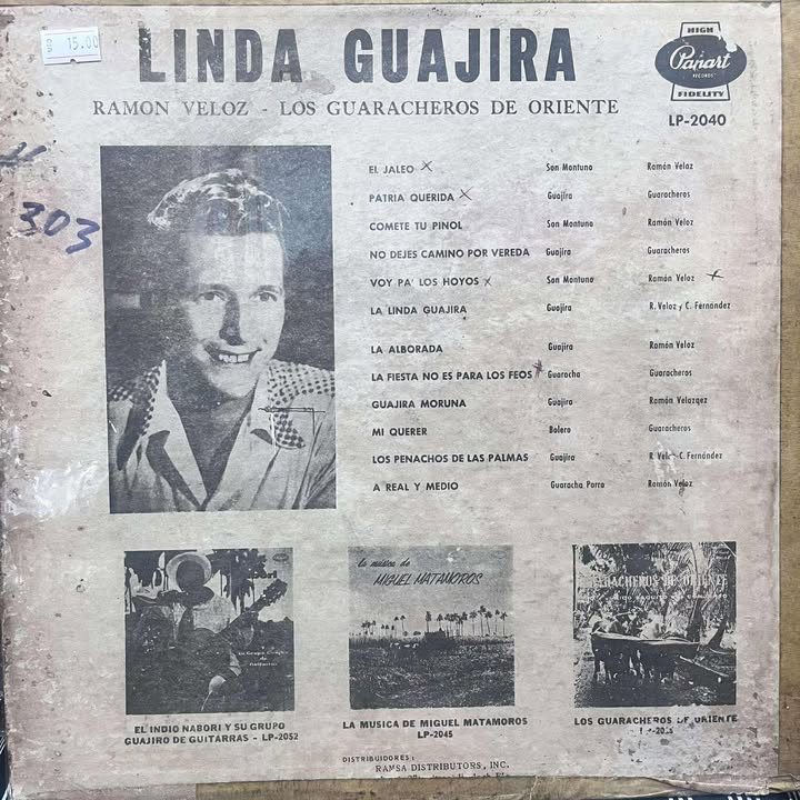 RAMÓN VELOZ Y LOS GUARACHEROS DE ORIENTE - LINDA GUARIJA LP (DE EPOCA)