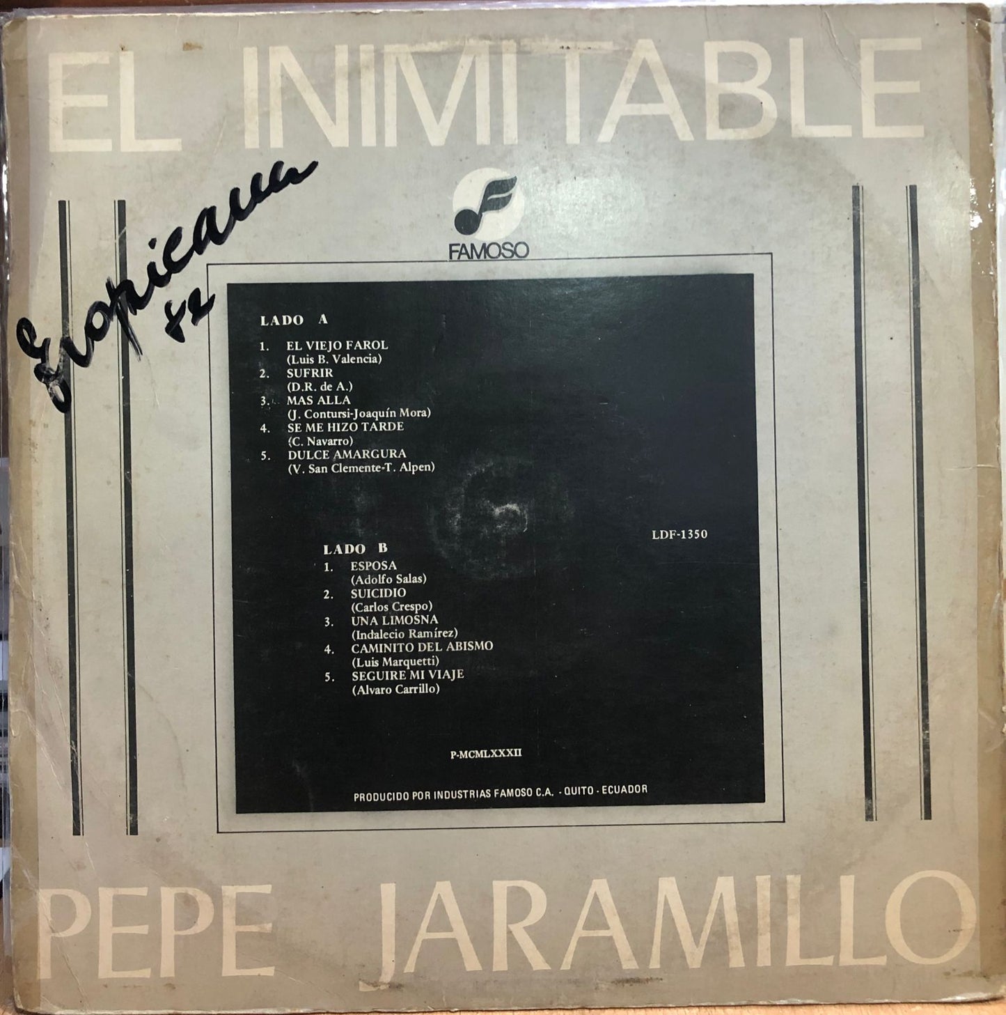 PEPE JARAMILLO - EL INIMITABLE LP