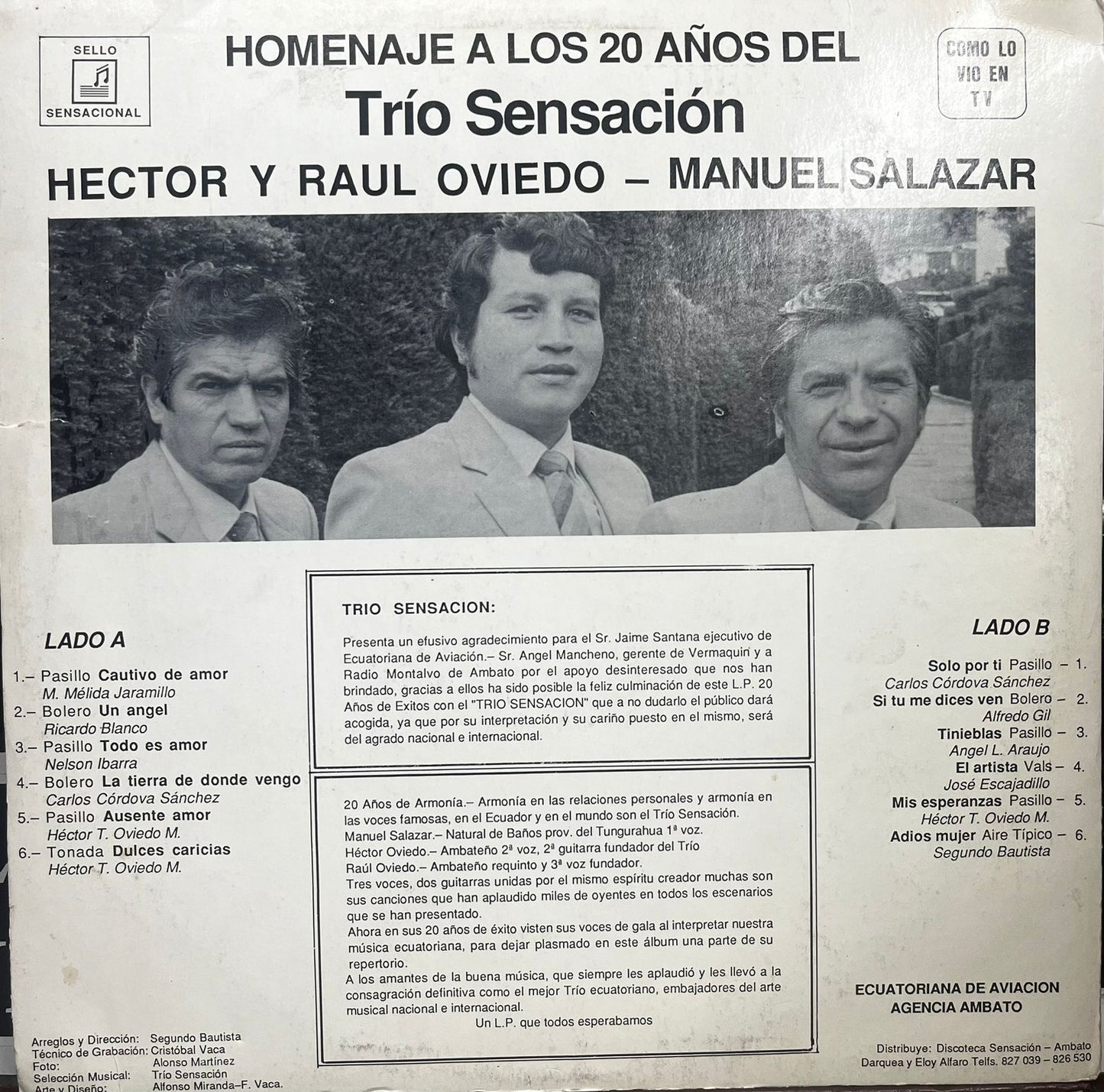 TRIO SENSACION - 20 AÑOS DE EXITOS LP