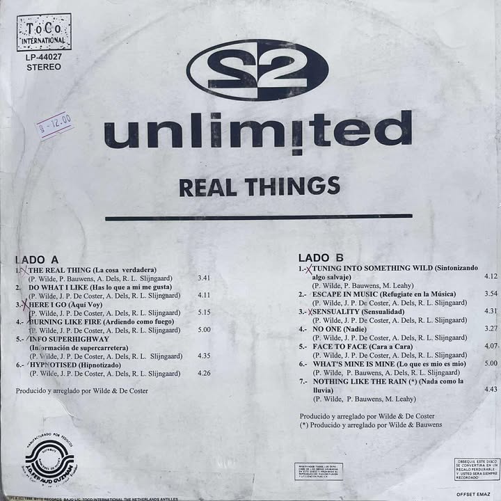 2 UNLIMITED - REAL THINGS LP (DE EPOCA)