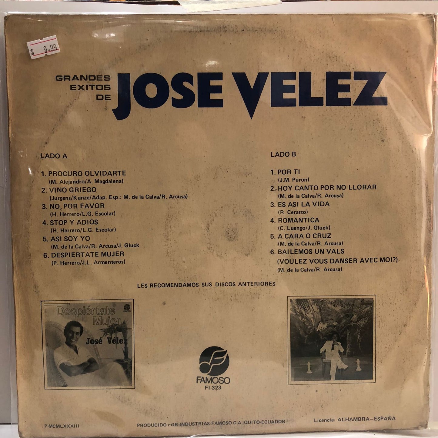JOSE VELEZ - GRANDE EXITOS LP