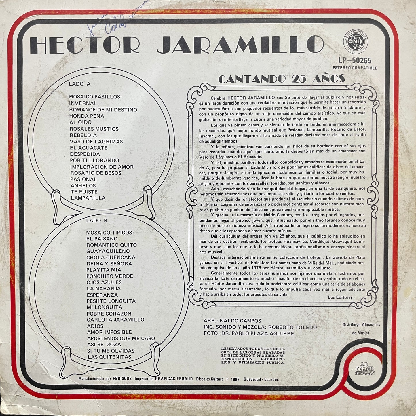 HECTOR JARAMILLO - CANTANDO 25 AÑOS LP
