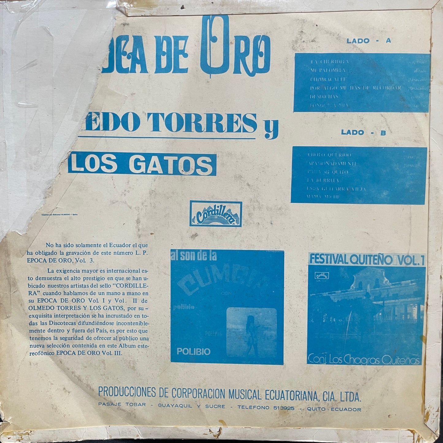 OLMEDO TORRES Y LOS GATOS - EPOCA DE ORO VOLUMEN 3 LP