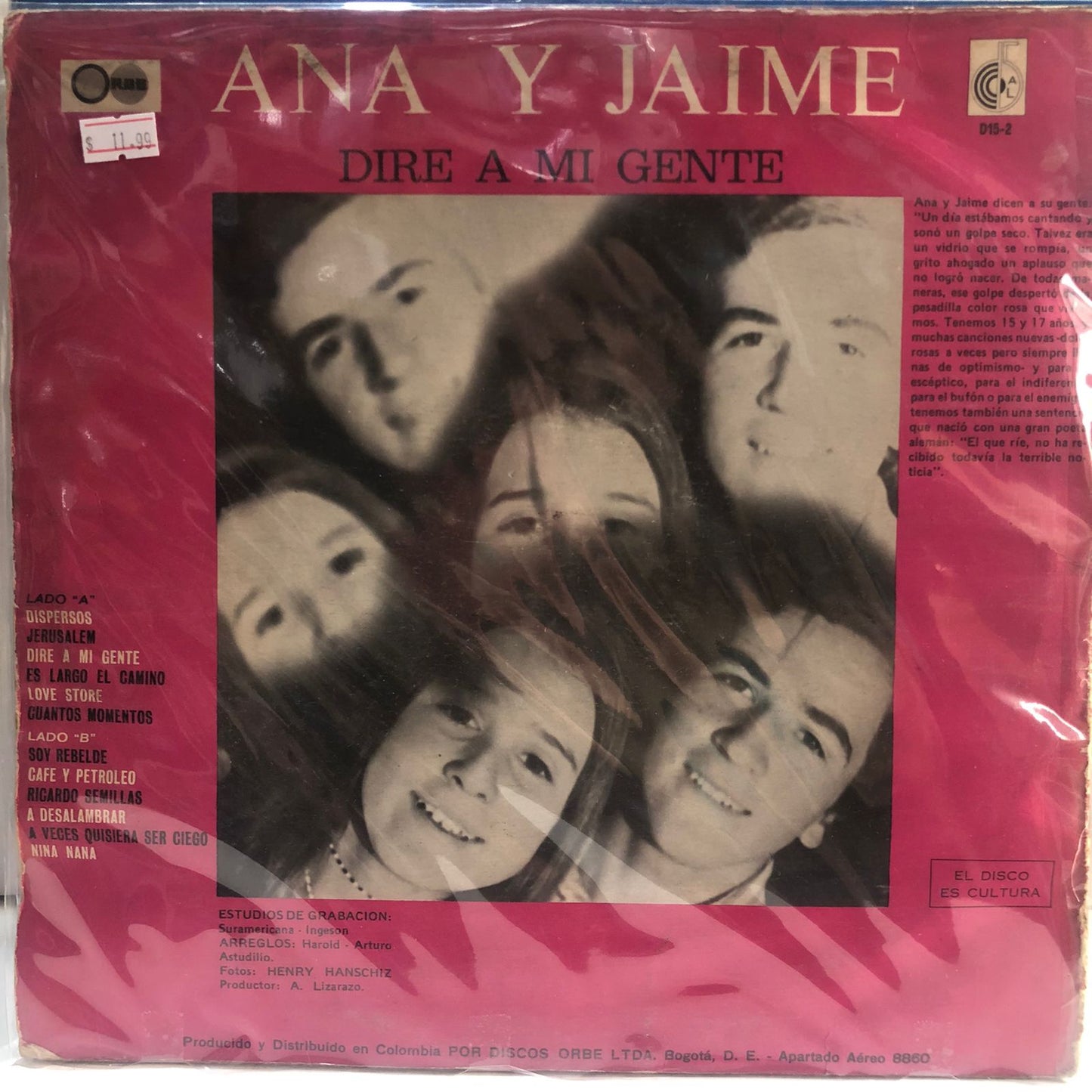 ANA Y JAIME - DIRE A MI GENTE LP