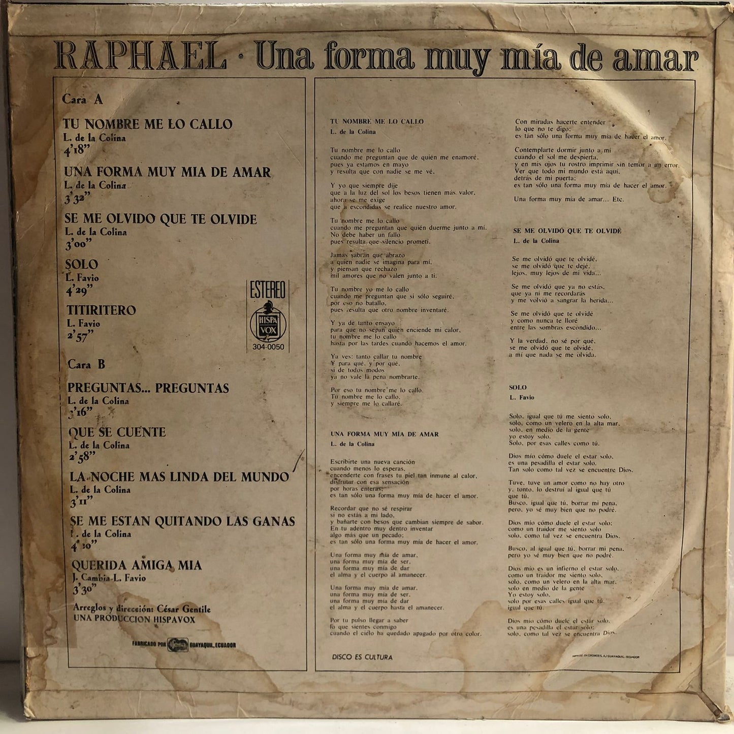 RAPHAEL - UNA FORMA MUY MIA DE AMAR LP