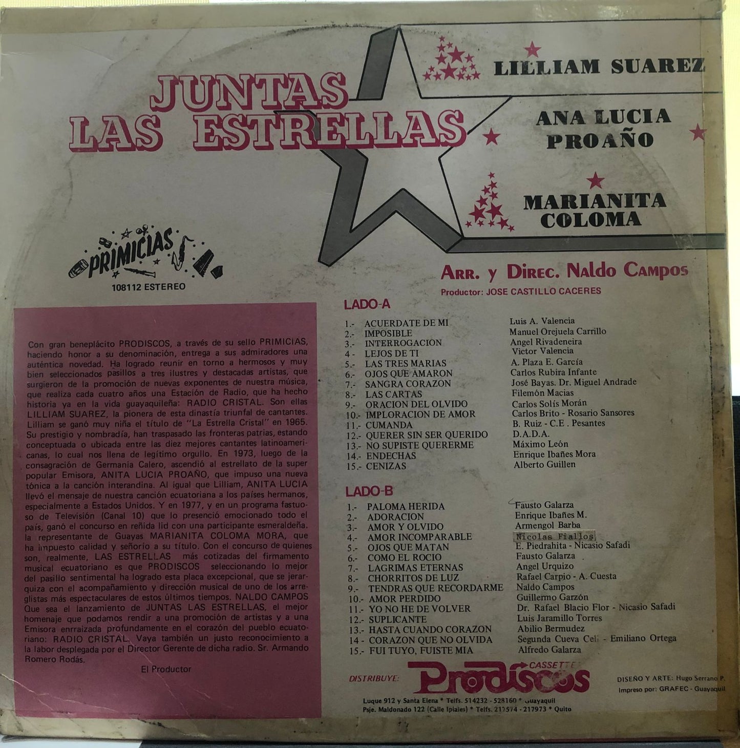 JUNTAS LAS ESTRELLAS - 30 PASILLOS PEGADITOS LP