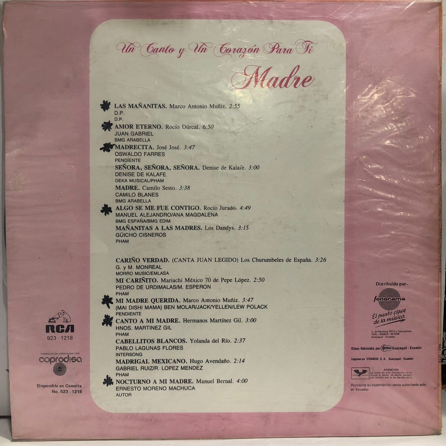 UN CANTO Y UN CORAZON PARA TI MADRE LP