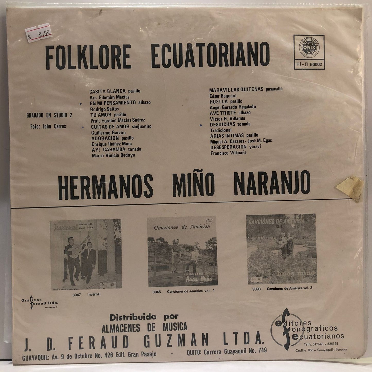 HNOS. MIÑO NARANJO - FOLKLORE ECUATORIANO LP