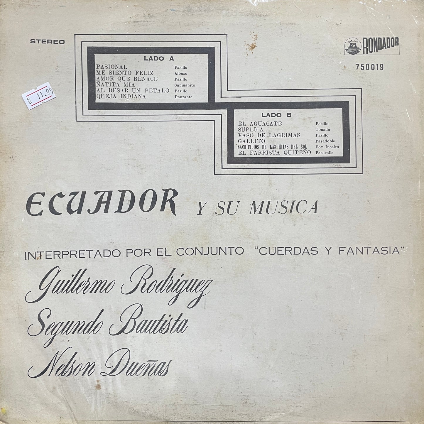 CONJUNTO CUERDAS Y FANTASIA - ECUADOR Y SU MUSICA LP