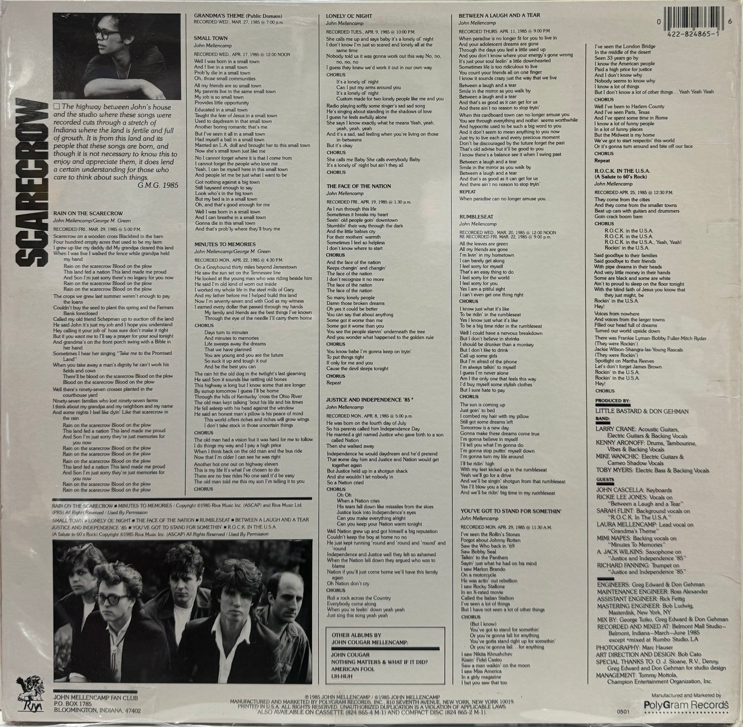 JOHN COUGAR MELLENCAMP - SCARECROW LP