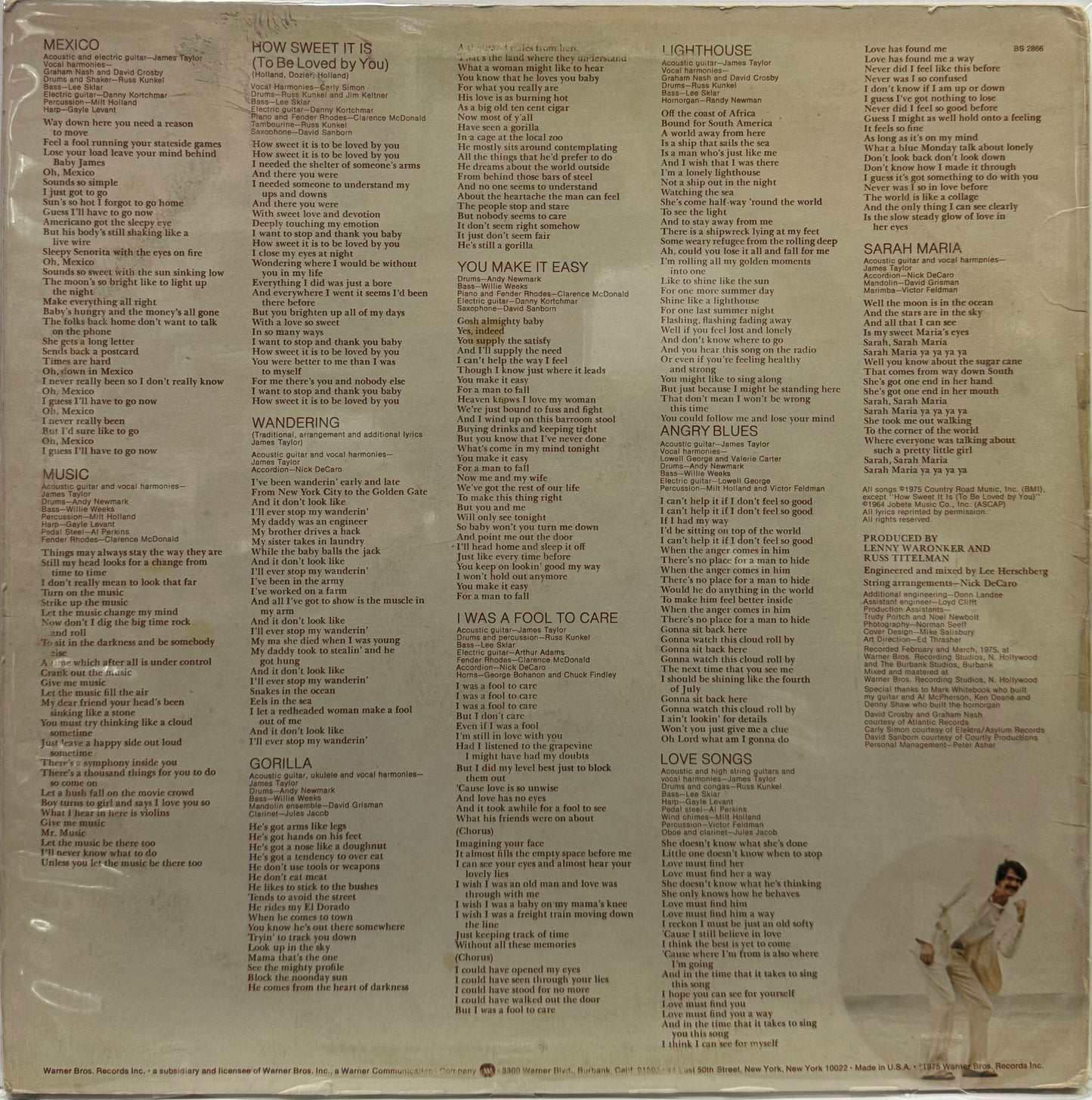 JAMES TAYLOR - GORILLA LP