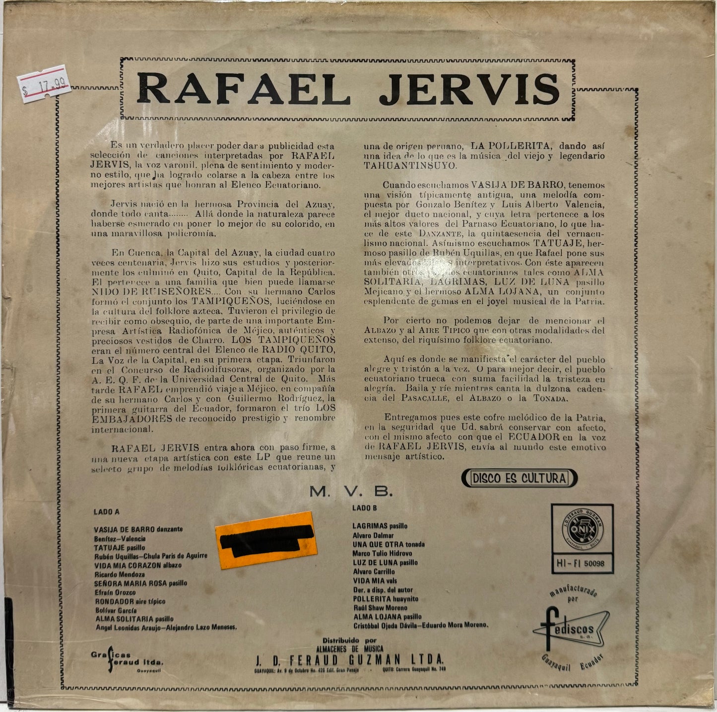 RAFAEL JERVIS - CANTA LP