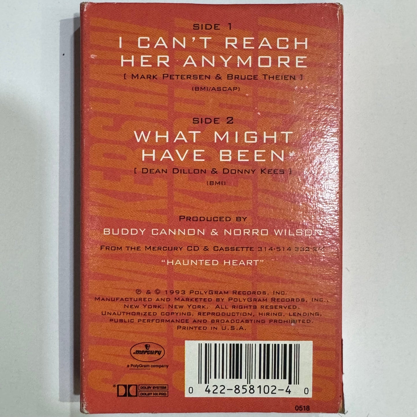 SAMMY KERSHAW - I CAN'T REACH HER ANYMORE CASSETTE (DE EPOCA)