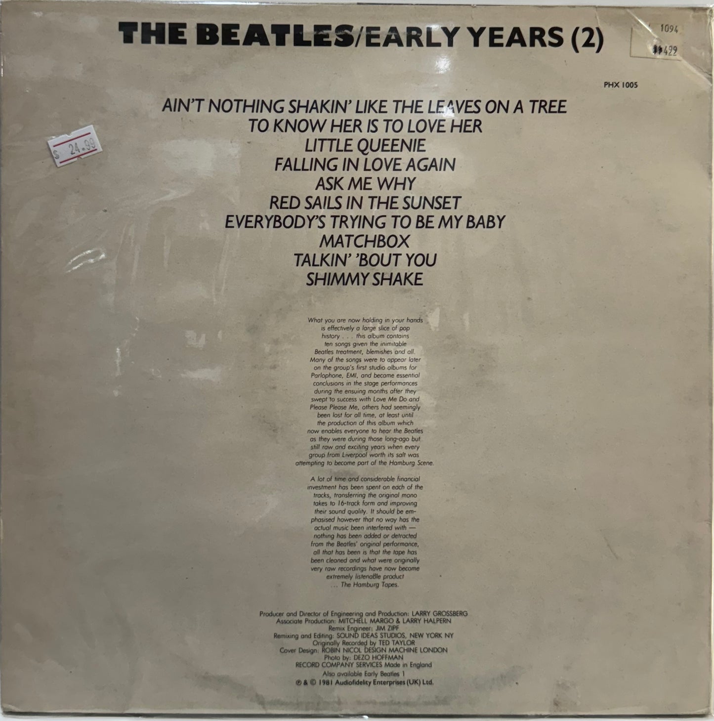 THE BEATLES - EARLY YEARS (2) LP (DE EPOCA)