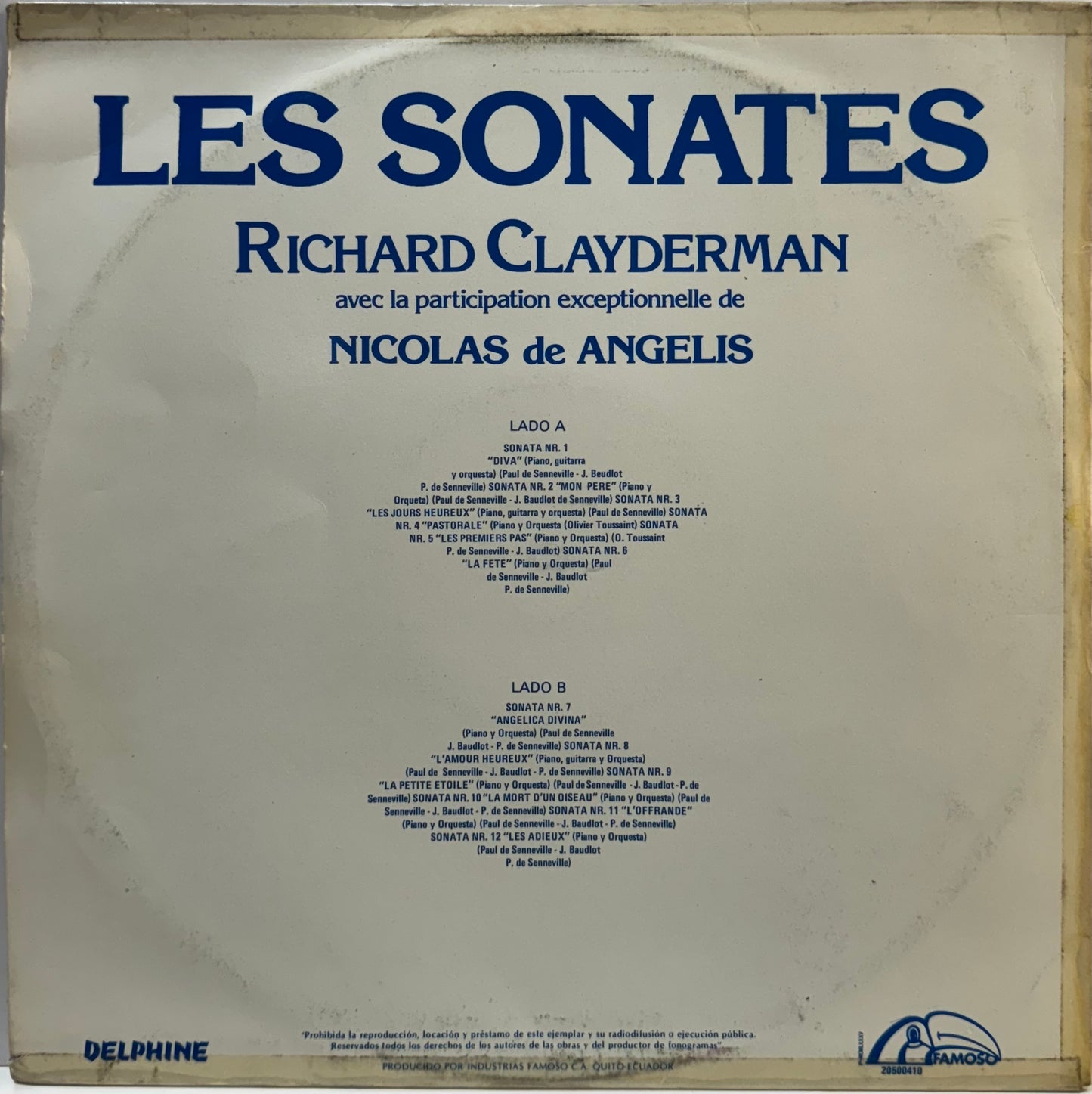 RICHARD CLAYDERMAN - LES SONATES LP