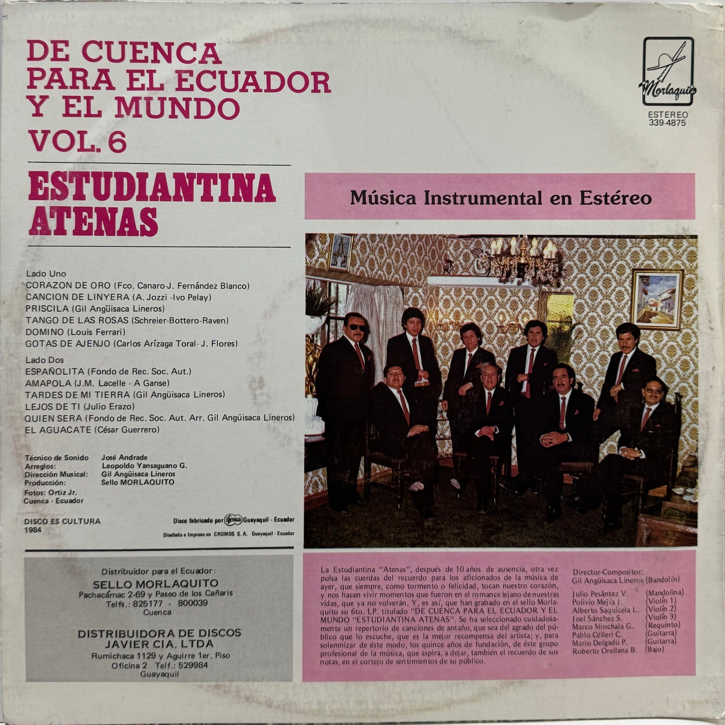 ESTUDIANTINA ATENAS - DE CUENCA PARA EL ECUADOR Y EL MUNDO VOL.6 LP