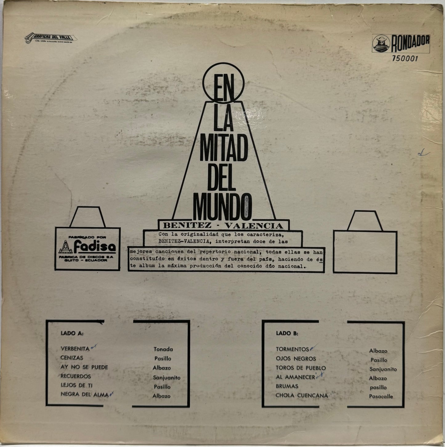 BENITEZ - VALENCIA - EN LA MITAD DEL MUNDO LP